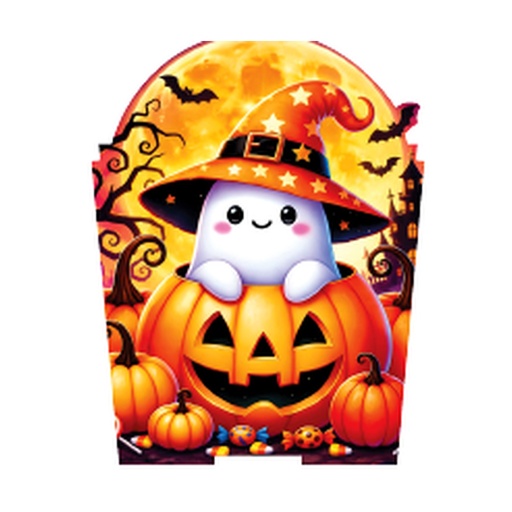 [HLW26CR18] CAJA CONICA MDF 11X11 CM - FANTASMA Y CALABAZA