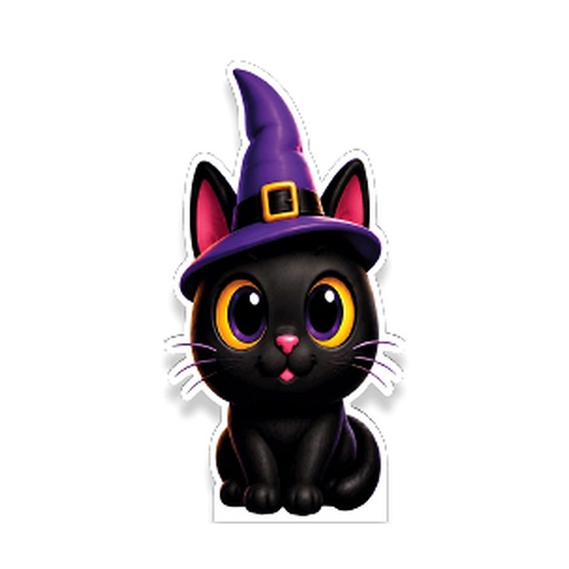[HLW26AF44] AFICHE 60 CM KRAFT - GATO NEGRO CON SOMBRERO