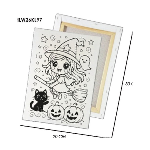 [HLW26KL97] KIT PINTURA DE LIENZOS 20X30CM - BRUJA EN ESCOBA