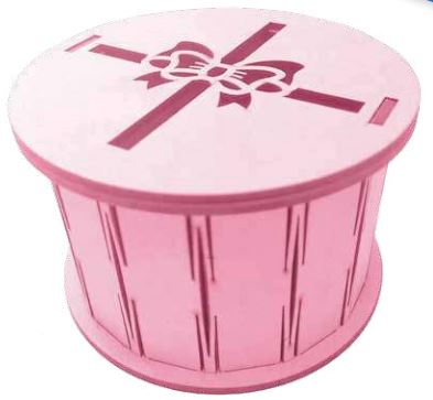 [CR10120.4] Caja Redonda MDF 10X12 con laso en la tapa - Oro Rosa