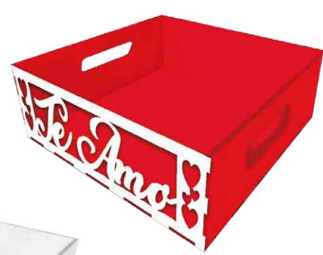 [CMTA20.1] Bandeja MDF 20X20X7.5 cm Te amo - Blanco