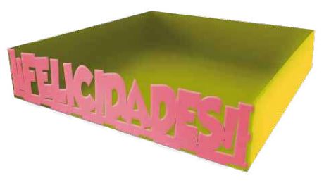 [CHVF30.6] Bandeja MDF 30x30x6 Felicidades! - Dorado