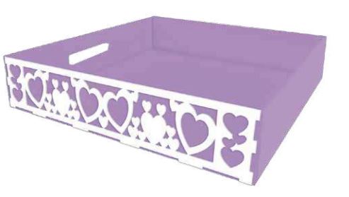 [CHVCC30.5] Bandeja MDF 30x20x7.5 cm con Corazones - Amarillo