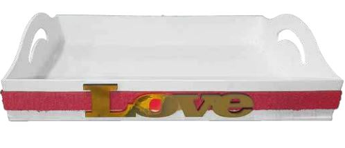 [CHV16BL.1] Bandeja MDF 30x20 cm con asa Love - Blanca