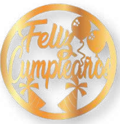 [ARMD60FC] ARO DE MADERA 60 CM LAM. DORADO - FELIZ CUMPLEAÑOS CON GLOBOS / SENCILLO