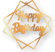 [ARMD60HB4] ARO DE MADERA 60 CM LAM. DORADO - HAPPY BIRTHDAY / CUADRADO