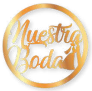 [ARMD60N4] ARO DE MADERA 60 CM LAM. DORADO - NUESTRA BODA CON NOVIOS / SENCILLO