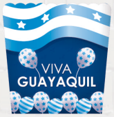 [CGMDF01] CAJA MDF 10X10 CM CON ONDAS - VIVA GUAYAQUIL / FONDO AZUL
